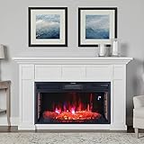 INMOZATA Elektrischer Kaminofen, 61 cm, freistehend, mit 7 Flammfarben und einstellbarem Thermostat, 1 und 2 kW, Thermoabschaltung, Fernbedienung und Touch-Steuerung, 63 x 16,3 x 39