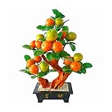 liushop Künstliche Baum Künstliche Bonsai-Baum Künstliche Pflanzen Topf Jade, die Orange Bonsai für Home Office Decor-Desktop-Display (Kumquat-Jade-Ornamente) schnitzen Kü