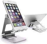 MyGadget Handy Ständer [Multi - Winkel ] Faltbarer Aluminium Stand Tischhalterung für iPhone 12 11 Pro Max X Xs Max / Samsung S21 S20 S10 in Silb