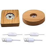 CDIYTOOL LED-Leuchten, Display-Sockel Holz beleuchtet USB-Licht, Desktop-Display für 3D-Kristallkugel, Schmuck, Glas, Kunstharz, Kunstvase, Acryl, rund bunt Licht+ quadratisch Warmes Licht, 2 Stück