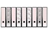 codiarts. Set 9 Stück breite Ordner-Etiketten - floraler Mix - rosa - selbstklebend (Ordnerrücken Aufkleber Sticker)