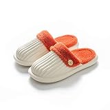 XUNHOU Winter Warm Indoor Pantoffeln,wasserdichte Hausschuhe,abnehmbare warme Baumwollpantoffeln-weiß_36-37,Herren Damen Hausschuhe Baumwolle Plü