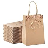 YLX Papiertüten Party Geschenk Taschen Bronzing Kraft Tasche mit Griff für Partys, Hochzeiten, Feiern, Geschenktüten, 20 Stücke (Roségold)