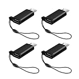 USB C auf Micro USB Adapter (4 Packs), Seminer Typ C Buchse auf Micro USB Stecker umwandeln Stecker mit Lanyard Kompatibel mit Samsung Galaxy S7/S7 Edge, Huawei und Micro USB Geräten, Schw