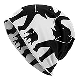 CHUANG-M Mütze Alter Elefant und Junge Elefant Druck Beanie Hüte für Männer Erwachsene Herren Strickmütze mit Designs Halten im Winter warm, Schwarz , O