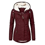 Pianshanzi Softshelljacke Damen ÜBergangsjacke Regenmantel Gefüttert Wasserdicht Atmungsaktiv Winter Warme Outdoor Lang Regenjacke mit Kapuze Softshell Windbreak