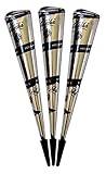 3x JPR Golecha Originale Natürliche Kegel Cones für Temporäre Mehndi Tattoos (Schwarz) + SRK Postk