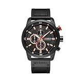 UINGKID Herren Uhr analog Quarz Armbanduhr wasserdicht Uhren Kalender Quarzuhr Runde True Three Eyes Business W