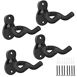 MoKo Gitarren Wandhalterung, 4 Pack Metall Gitarrenwandhalter Gitarren Haken Wand Gitarrenhalter für Wandmontage Gitarrenständer für Bass Akustikgitarre E-Gitarre Ukulele - Schw