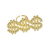 Boland 64407 - Ring Triple Dollar, gold, größenverstellbar, Kostüm-Accessoire, Karneval, Themenparty, Mottoparty