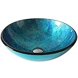 ZCM-JSDS Klein Gäste WC Aufsatzwaschbecken Badezimmer Rundes Glas Waschbecken Künstlerisches gehärtetes Glas Waschbecken Handwaschbecken,
