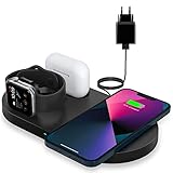 Wireless Charger, ESTAVEL 23W Schnelles Induktive Ladestation mit Fast Adapter für iPhone 13/12/11 Pro/XS/XR/8, 3 in 1 QI Kabelloses Ladegerät Kompatibel für iWatch SE / 6/5/4/3/2 Airpods 1/2 /