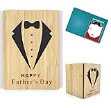 Vatertagskarte, Best Dad Ever Karte, Echter Bambus Holz-Grußkarte, Geburtstagskarte für Papa, Vatertagsgeschenk-Karte mit Umschlag