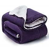 BEDSURE Decke Sofa Kuscheldecke violett - warm Sherpa Sofaüberwurf Decke, Dicke Sofadecke Couchdecke, 150x200 cm XL Flauschige Wohndecke für C