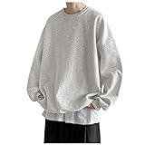 TEELONG Unisex Oversize Pullover Sweatshirts Casual Solide Dropped Shoulder Ärmel Tops Rundhals Fitness Lauf Sw