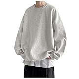 TEELONG Unisex Oversize Pullover Sweatshirts Casual Solide Dropped Shoulder Ärmel Tops Rundhals Fitness Lauf Sw