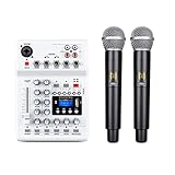 WE-HYTRE Audio DJ Console Mixer Soundkarteneingang und Hochbasseinstellung DJ-Sound mit UHF-Funkmikrofon für Home Music Mixer-Mikrofon USB mit UHF-Funkmik