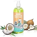 Nobleza Hundeshampoo Welpen Mild，Sicher und ungiftig, Keine Hautreizung,Welpenshampoo für Hunde sanft für geschmeidiges Fell,Sensitive-Shampoo Katze,Hundeshampoo gegen Geruch Kokosnuss-Duft(500ml)