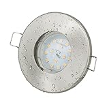 Badezimmer Einbaustrahler Aqua IP65 | 230Volt GU10 5Watt LED Leuchtmittel warmweiss 2700 Kelvin - 450Lumen | Für Bad - Vordach - Keller - Nassraum - Feuchtraum - JungesL