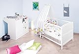 Babyzimmer Sparset Viktoria von Pinolino, mit Kinderbett und Wickelkommode, weiß