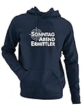 clothinx Sonntag Abend Ermittler | Passend zum Sonntagabend Krimi schauen und eine tolle Geschenkidee für alle Hobby Ermittler Herren Kapuzen-Pullover Navy Gr. XL