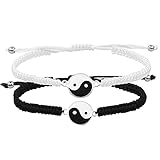 2 Matching Yin Yang Verstellbare Schnur Armband für Freundschaft Beziehung Freund Freundin Valentinstag Bester Freund Armbänder mit Geschenkk
