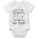 Shirtracer Vatertagsgeschenk Papa Tochter & Sohn Baby - Ich Bin der Beweis, DASS Papa Nicht nur zockt - 6/12 Monate - Weiß - mädchen Baby Kleidung - BZ10 - Baby Body Kurzarm für Jungen und M