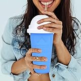 Slush Maker Cup, 210 ml Silikonbecher für Kinder mit Deckel und Trinkhalmen, wiederverwendbar, BPA-frei, gefrorene Smoothies, Kühltassen für S