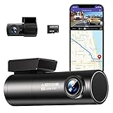 AZDOME Dashcam mit Rückfahrkamera[4K, 170°Vorne+1080P, 150°Hinten] WiFi, GPS, Englische Sprachsteuerung, Super Nachtsicht, WDR, Loop-Aufnahme, G-Sensor, Parküberwachung, 64G Micro SD-Karte (M300S)