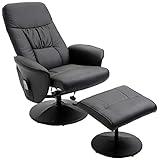 HOMCOM Massagesessel mit Fußhocker Massagesessel Relaxsessel TV-Sessel145°-Neigung Kunstleder Schwarz 76 x 81 x 105