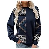 GFGHH Damen Sweatshirt Rundhals Streifen Pullover Langarmshirt Casual Shirt Tops Bluse Shirt Tunika Kleidung Oberteile T-übergroß, Süßes Longshirt Mode Elegant Geometrischer Druck Slim Fit Basic H