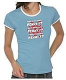 Coole-Fun-T-Shirts T-Shirt Penny !? Knock Knock - Big Bang Theory ! Vintage Rigi, blau, L, 10752_Blau_RIGI_GR.L