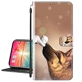 Hülle für HTC One M9+ Handytasche Klappbares Magnetverschluss Lederhülle Flip Etui Standfunktion Hülle HTC One M9 Plus Schutzhülle Leder Brieftasche(Wolf küssen) MEHRWEG
