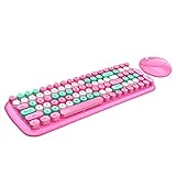 Drahtlose Tastatur Und Maus 2.4g Ultradünn Wiederaufladbare Tastatur-Maus-Set, Tragbare Drahtlose Tastatur In Voller Größe Mit Ruhigen Tasten Für Laptop-pc-computerfenster(Color:Barbie-Pulver)
