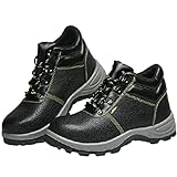 ASORT Herren Sicherheitsschuhe Stahlkappen Turnschuhe rutschfeste Damen Leichte Stahlzwischensohle Arbeits Atmungsaktive Schuhe,BlackA-43EU