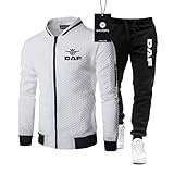 LOUKCUILUN Herren Sportanzug Pullover + Jogginghose Zweiteiliger Anzug D-A-F lässiger Jogginganzug Karierter Pullover Joggen/A/S