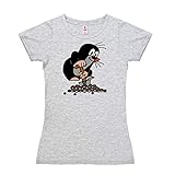 Logoshirt - TV - Der kleine Maulwurf - Schaufel - T-Shirt Damen - grau-meliert - Lizenziertes Originaldesign, Größe L