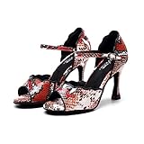 Tanzschuhe Damens Schnellverschluss High Heels，Gemütlich Weiche Sohle Festliche Für Damen Hochzeit (Color : Red, Size : US9/EU40/UK7)