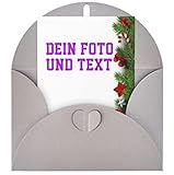 Personalisierte Grußkarten Mit Eigenem Foto/Namen/Text, Weihnachtsgrußkarte Glückwunschkarte Einladung Dankeskarte Geburtstagskarte selbst gestalten Geschenk Gutschein Karte, 15*10cm im H