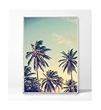 DIN A4 Kunstdruck Poster RETRO SUMMER -ungerahmt- Strand, Palmen, Bild, Natur, vintage,