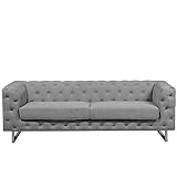 Beliani Klassisches 3er Sofa Polsterbezug Chesterfield Stil hellgrau V