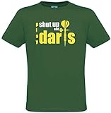 Dart T-Shirt, Dart Shirt Bedruckt mit Shut up and Play Darts Herren T-Shirt (grün, L)