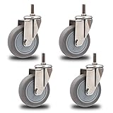 DFJU Lenkrollen, Hochleistungs-Gummiräder für Möbel, Trolley-Lenkrollen, 360-Grad-Lenkrolle, Universal-Ersatzrolle, Transporträder, Gewindevorbau M12x30mm, 4 Stück (Bremse 125 mm / (Universal 75