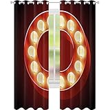 Schlafzimmer Verdunkelungsvorhänge, Entertainment World in Vegas Thema Vintage Casino Nightclub Theater Typeset, B 96 x L 72 Zoll für Schiebetüren Wohnzimmer Rubingelb Schw