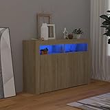 FAMIROSA Sideboard mit LED-Leuchten Sonoma-Eiche 115,5x30x75