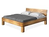 moebel-eins CURBY Massivholzbett Holzbett Doppelbett 4-Fuß-Bett mit Kopfteil aus massiver Thermo -Fichte, hochwertige Verarbeitung, einfacher Aufbau, Made in Germany, 180 x 200 cm, Vintag