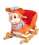 Schaukelpferd Plüsch Schaukeltier Pferd Baby rocking horse holz 2 in 1 dual nutzung plüsch rockpferd mit rädern for up 6 monate jungen und mädchen kinder kind tiersitz weicher schaukelstuhl musik sp