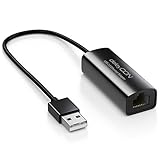 deleyCON LAN Adapter USB Netzwerkadapter USB 2.0 USB A auf RJ45 100Mbit Ethernet PC Notebook Ultrabook Tablet-PC Windows Mac - Schw
