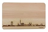 Brotzeitbrett Wuppertal Skyline | Frühstücksbrettchen aus Buche | Holz Schneidbrett | Geschenk mit Gravur | Frühstücksbrett | Nordrhein-Westfalen (Standard (22x14x1cm), 1. ohne persönlicher Gravur)