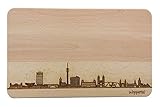 Brotzeitbrett Wuppertal Skyline | Frühstücksbrettchen aus Buche | Holz Schneidbrett | Geschenk mit Gravur | Frühstücksbrett | Nordrhein-Westfalen (Standard (22x14x1cm), 1. ohne persönlicher Gravur)